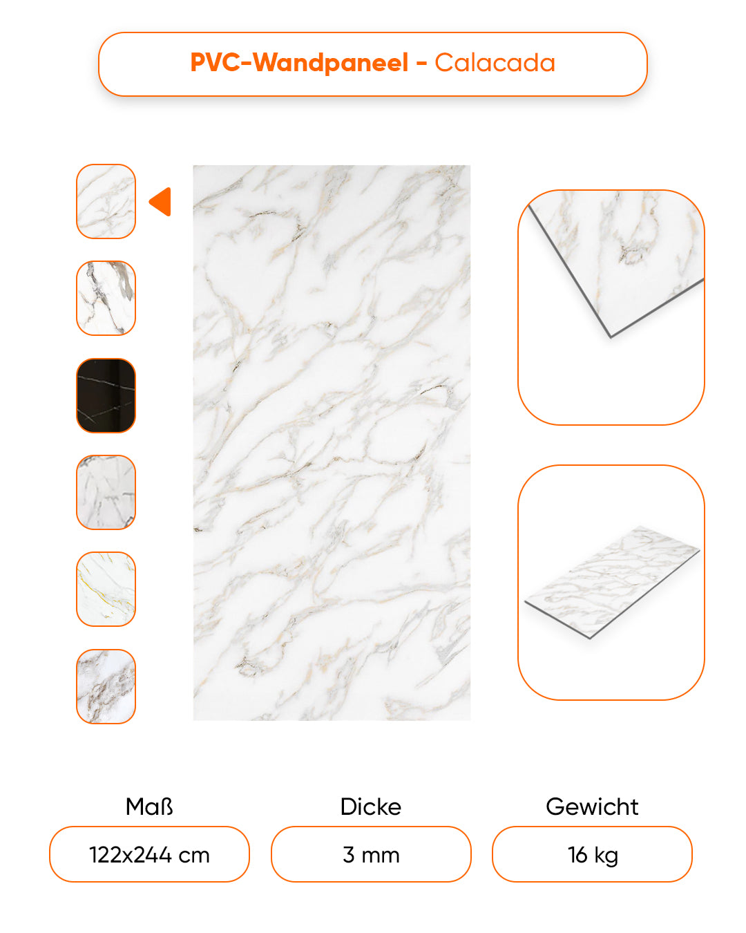 Marble look alternative to bathroom tile/kitchen tile Calacada 244x122 cm