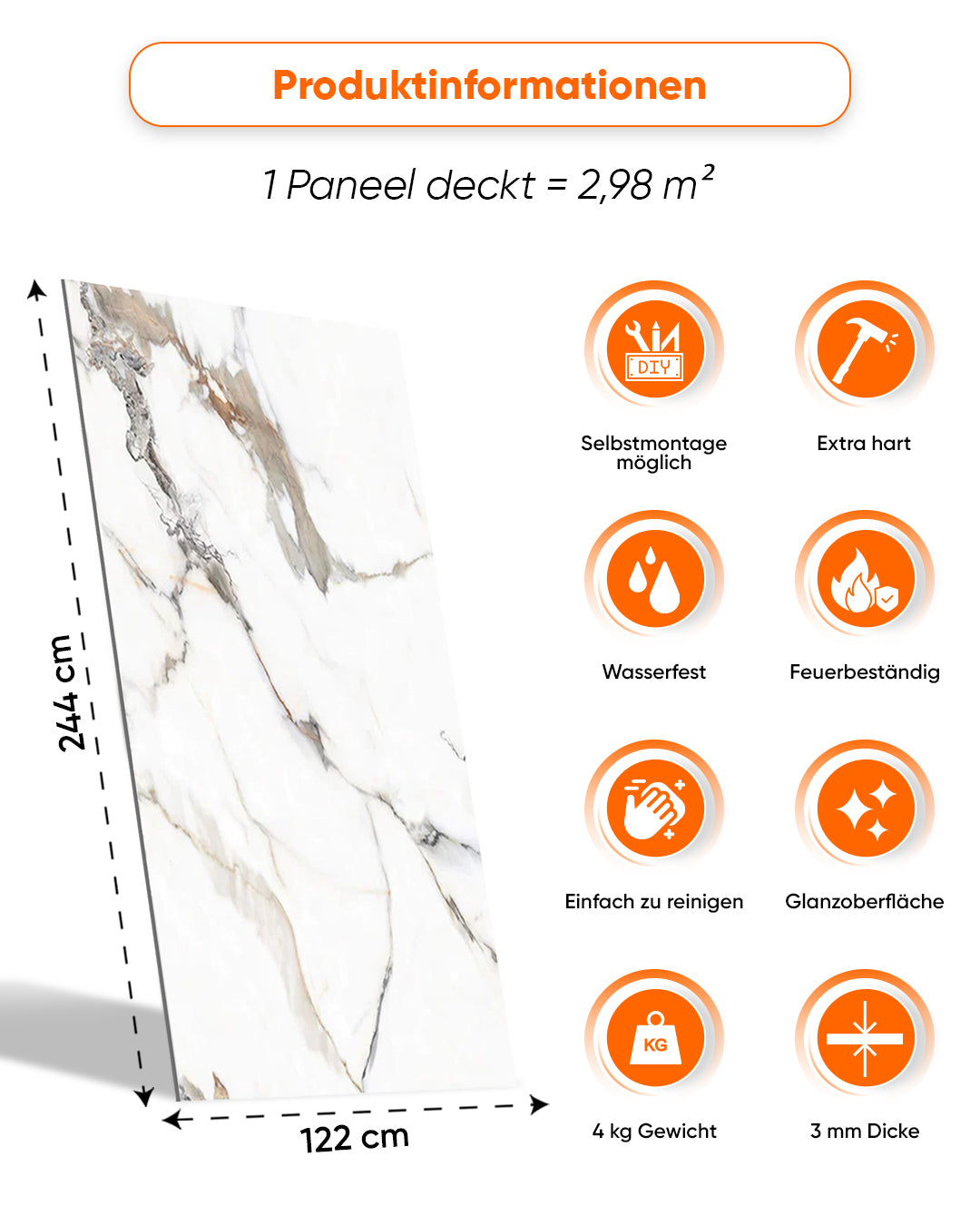 Marmerlook alternatief voor badkamertegels/Garden Of Eden V-03 122x244 cm