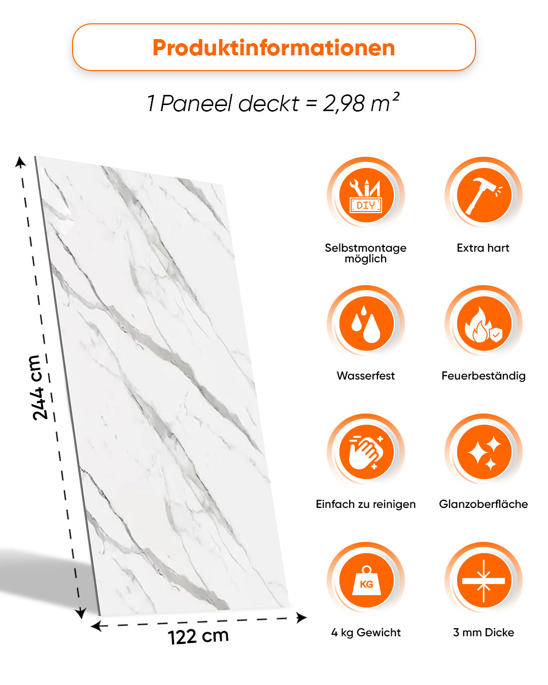 Marmerlook alternatief voor badkamertegels/keukentegels Ice Berg Grey Nieuw 122x244 cm 
