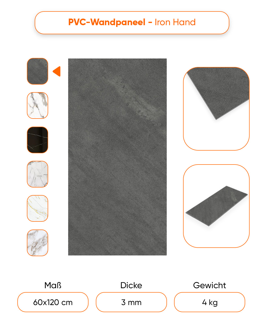 Concrete-look wall panels Alternative to bathroom tile/kitchen tile Iron Hand