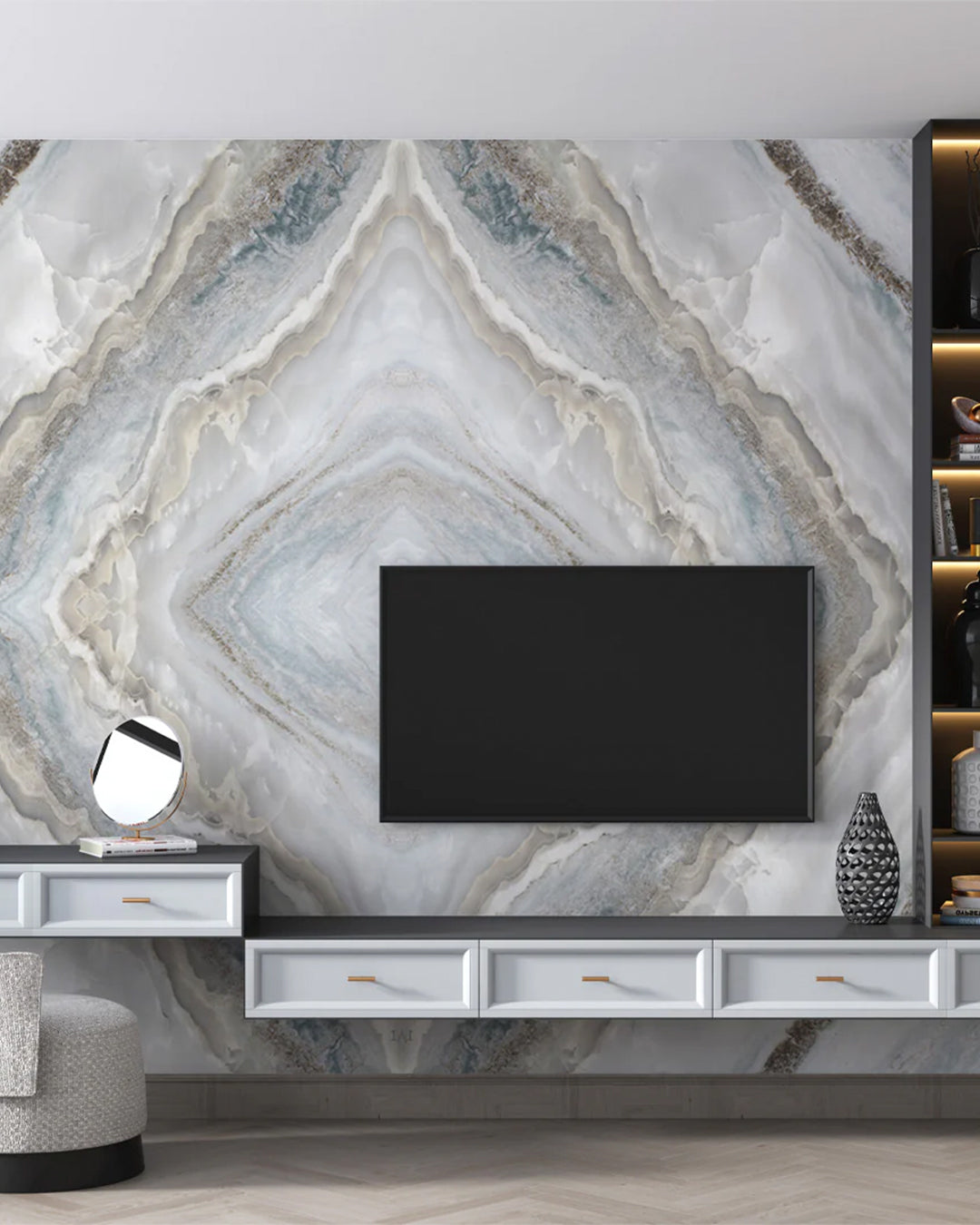 Marble Look Alternative to Bathroom Tile/Pearl Land UV-07 244x122 cm