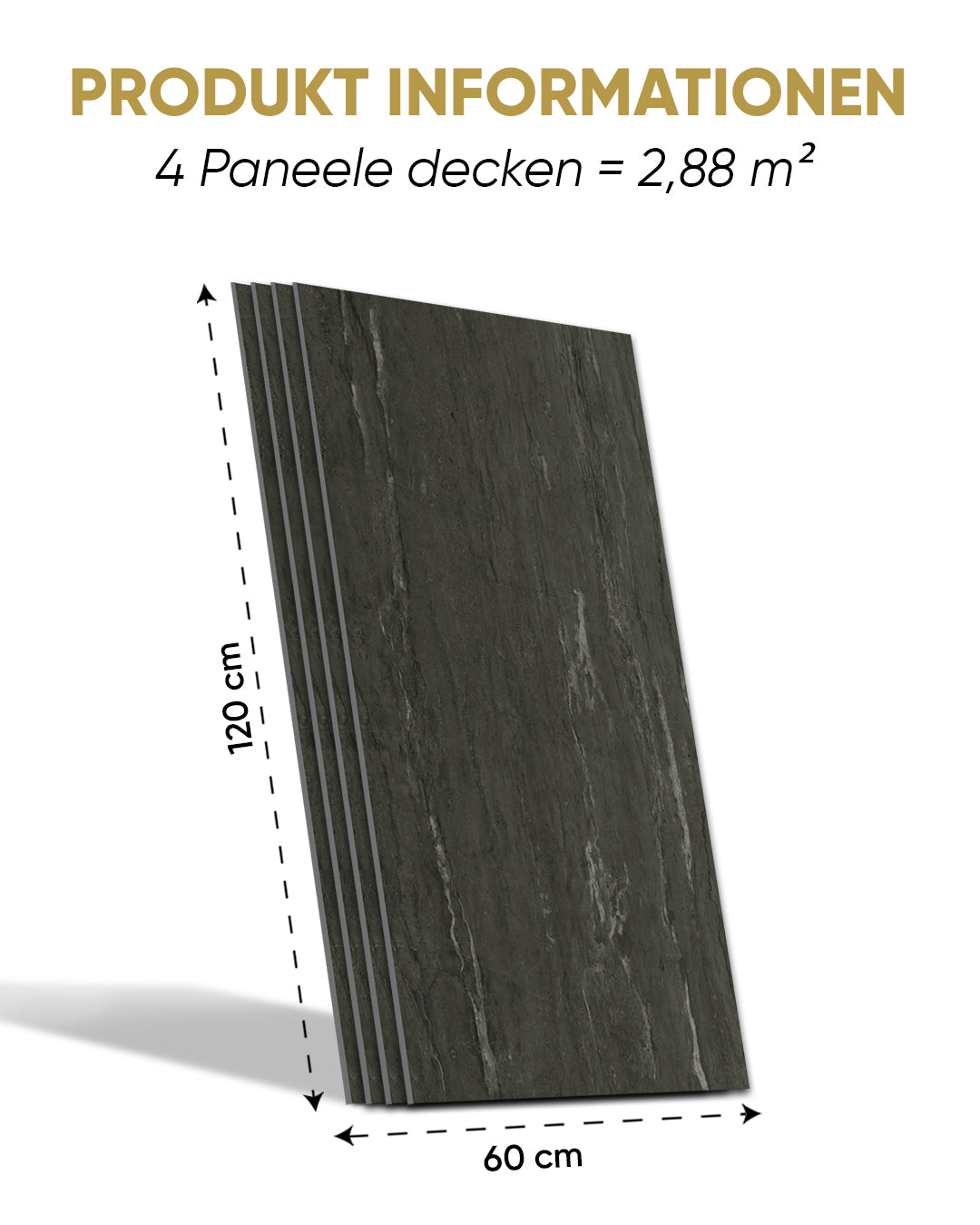 SPC Wandpaneel Dunkelgrau 60x120 cm – Kohleschwarz
