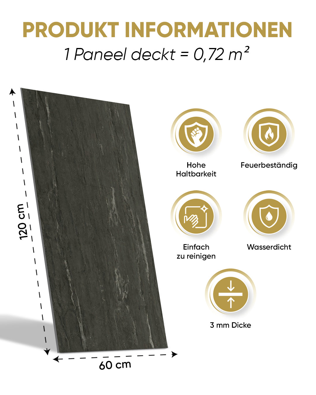 SPC Wandpaneel Dunkelgrau 60x120 cm – Kohleschwarz