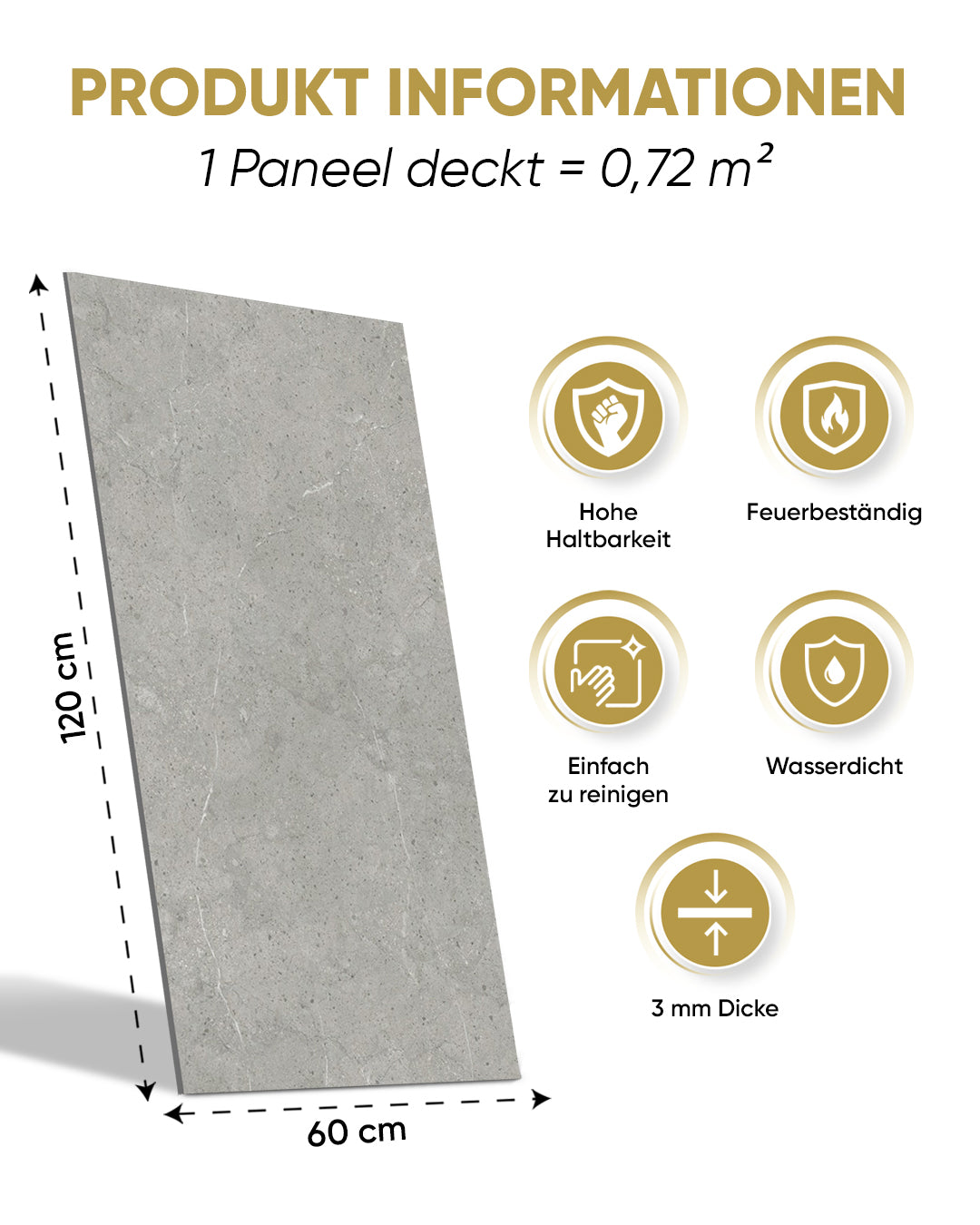 SPC Wandpaneel Grau 60x120 cm – Stein Grau