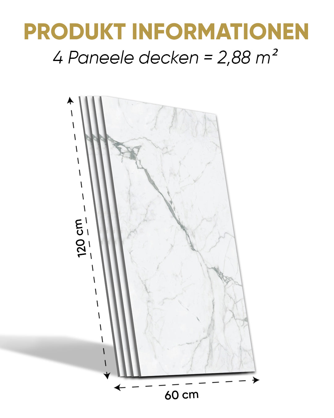 SPC Marmor Wandpaneel Weiß 60x120 cm – Carrara Marmor