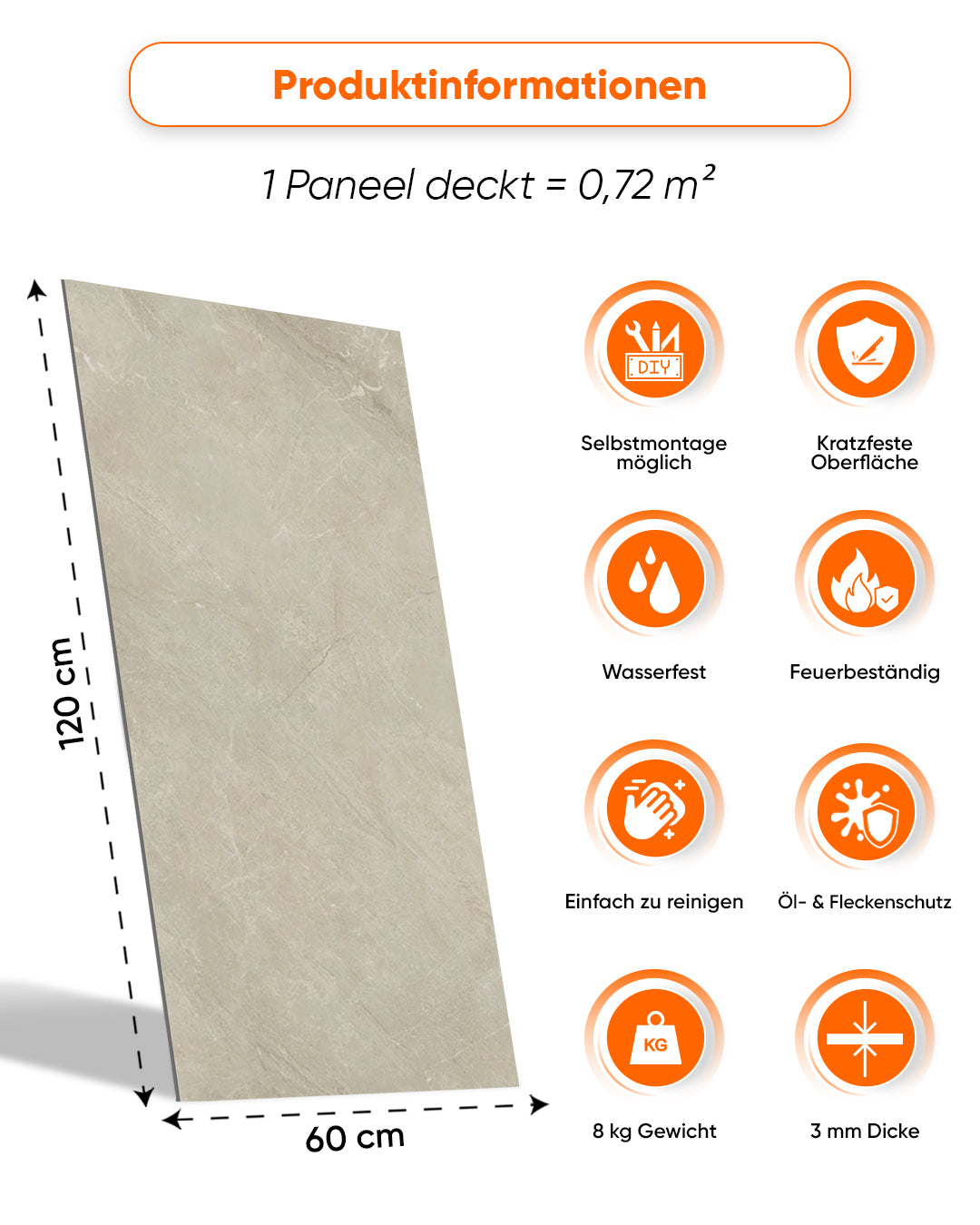 SPC Wandpaneel Grau 60x120 cm – Sandstein Beige