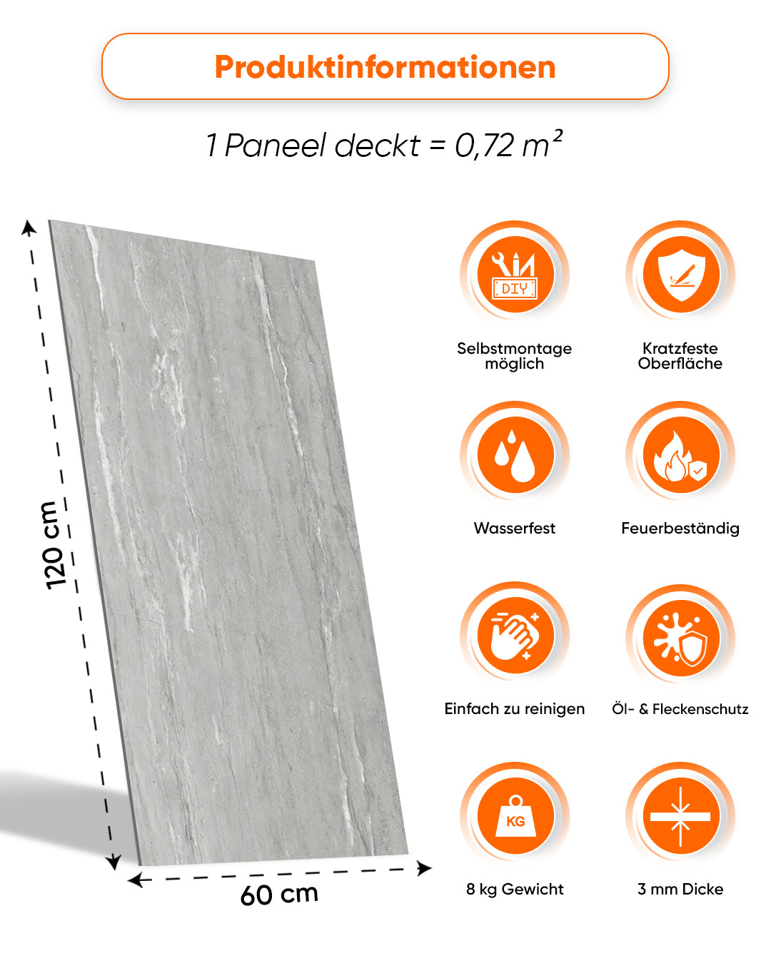 SPC Wandpaneel Grau 60x120 cm – Silberne Nebel