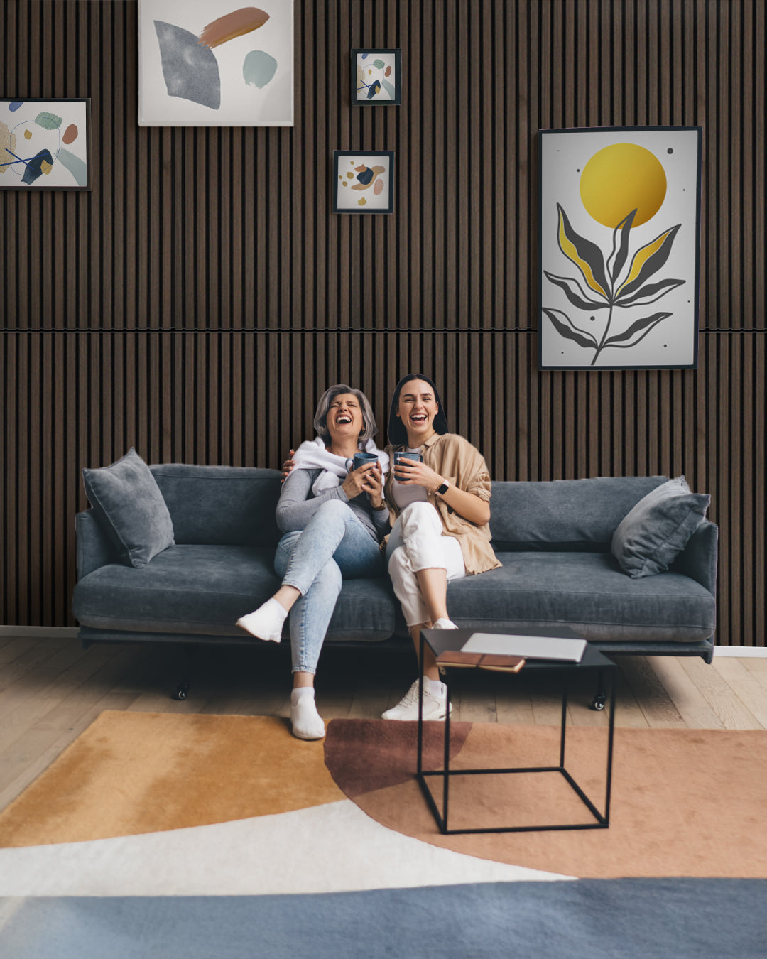 3D Akustik Wandpaneel Holz 4er Set – 120×60×2,1 cm – Smoke Walnut