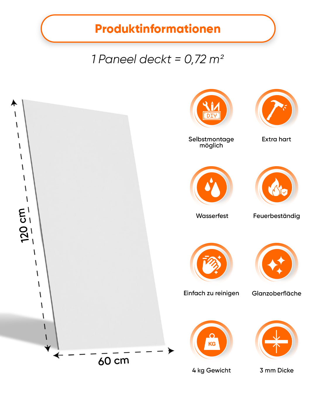 Wandpaneele Marmoroptik 60x120 cm | PVC Marmor Wandverkleidung | Swan White