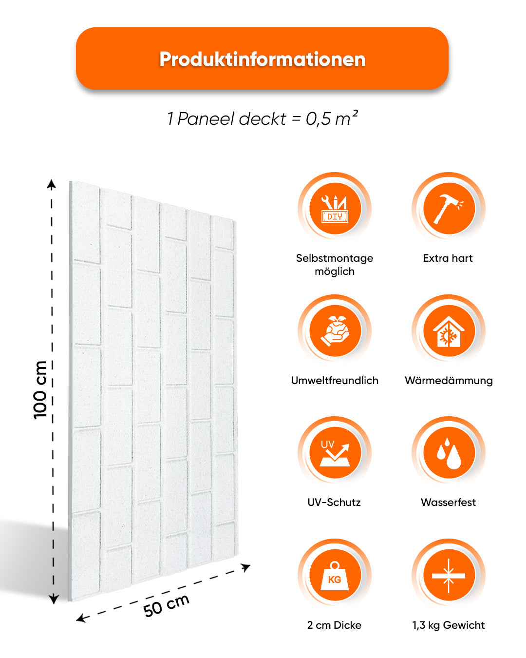 White Snow T-1900 – Ziegelsteinoptik Wandpaneele | 3D Wandpaneele aus Styropor