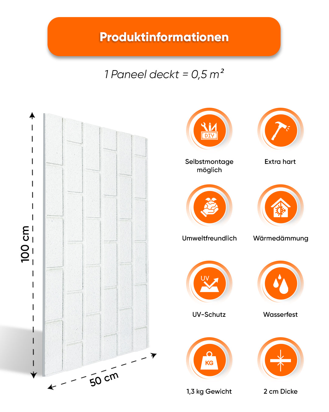 White Snow T-1900 – Ziegelsteinoptik Wandpaneele | 3D Wandpaneele aus Styropor