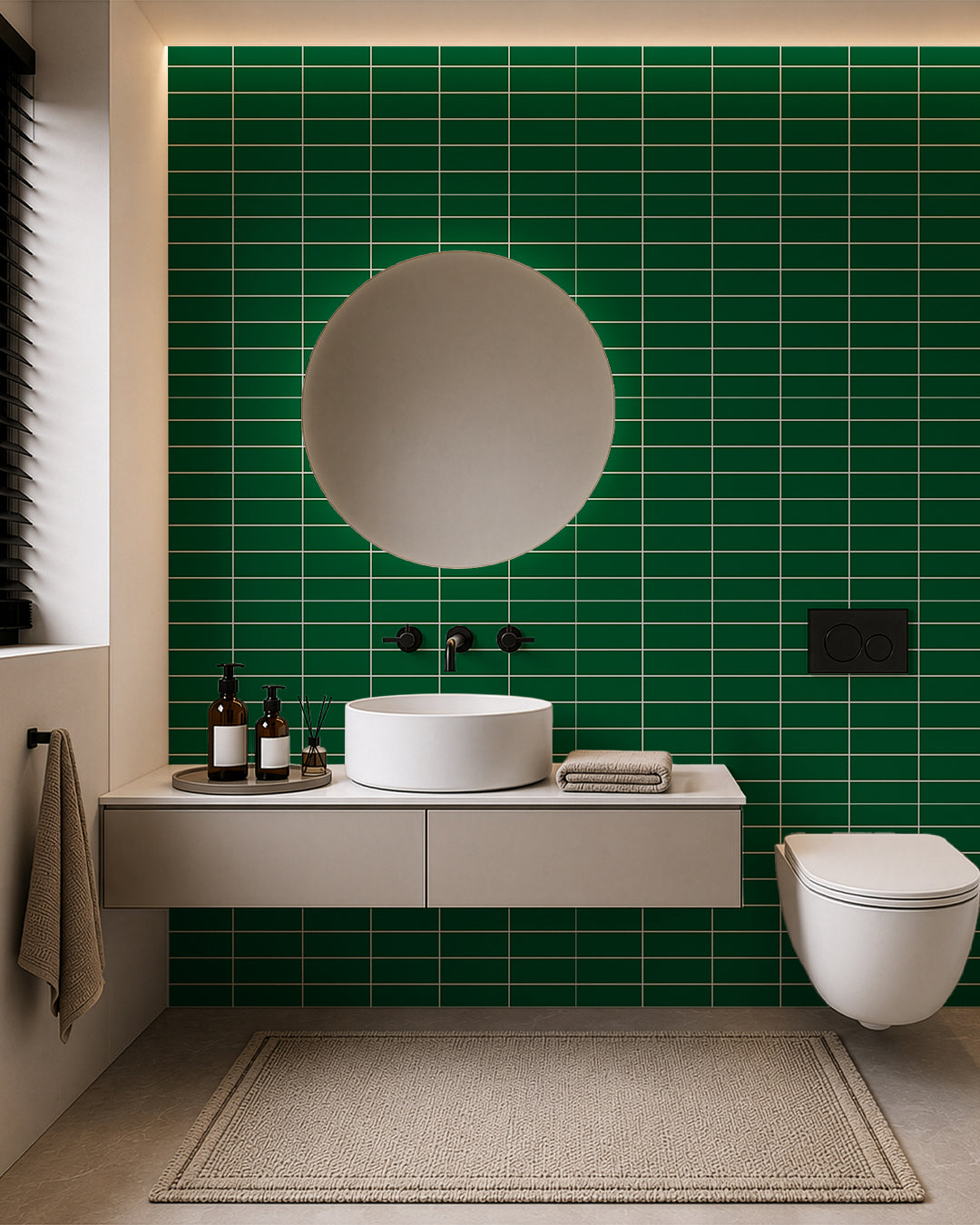 SPC Wandpaneel 60x120 cm | Wasserdichte Wandverkleidung | Tiefe Grünlinie