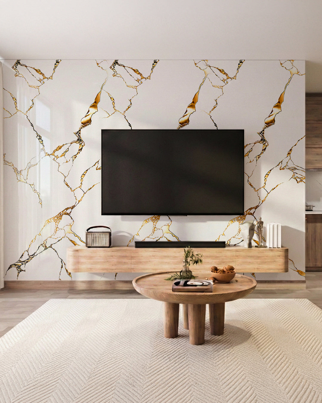 Wandpaneele Marmoroptik 122x260 cm | PVC Marmor Wandverkleidung | Calacatta Gold