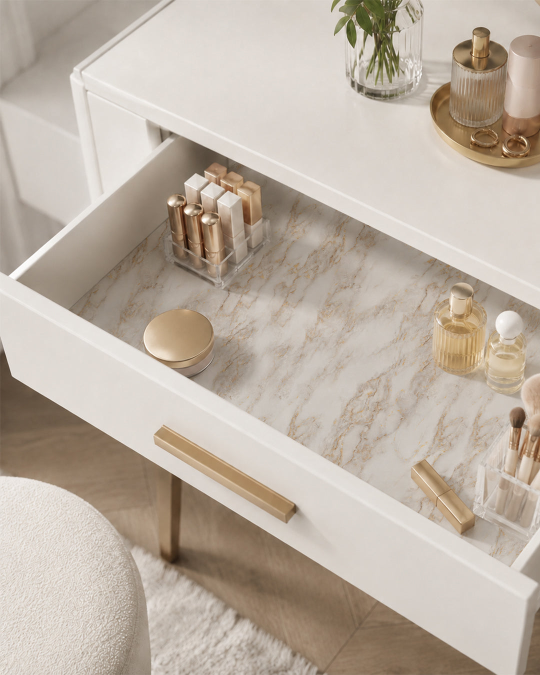 Marmoroptik Wandverkleidung 120×300 cm - 2,5 mm stark | Selbstklebend, flexibel & aufrollbar | Gold Vein Marble