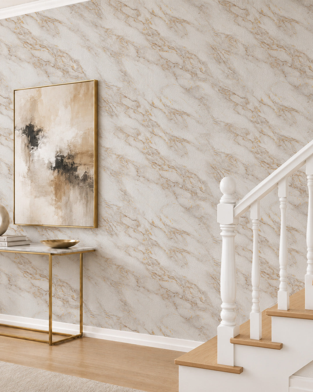 Marmoroptik Wandverkleidung 120×300 cm - 2,5 mm stark | Selbstklebend, flexibel & aufrollbar | Gold Vein Marble