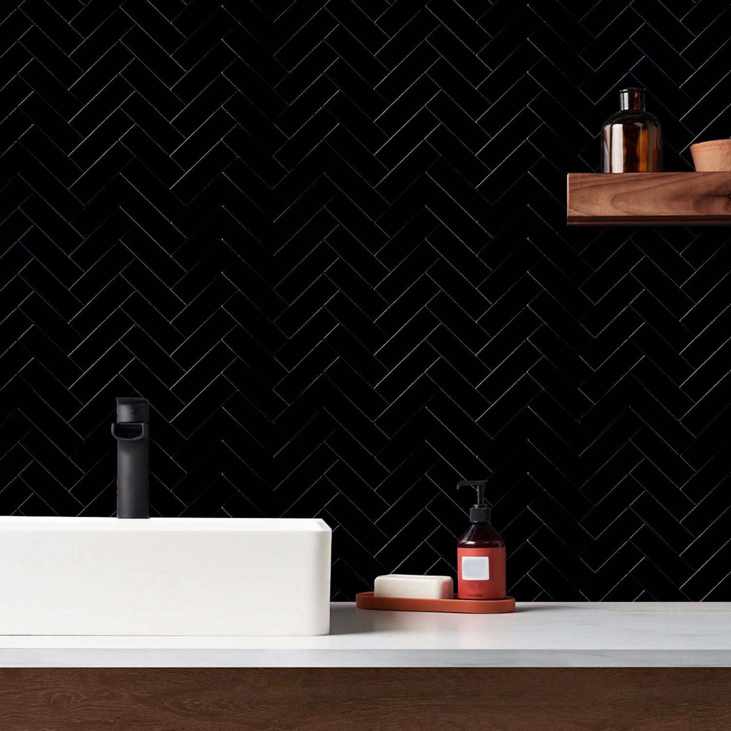 Mosaik-Wandfliesen, selbstklebende Wandfliesen | Black Mosaics  WJ-141