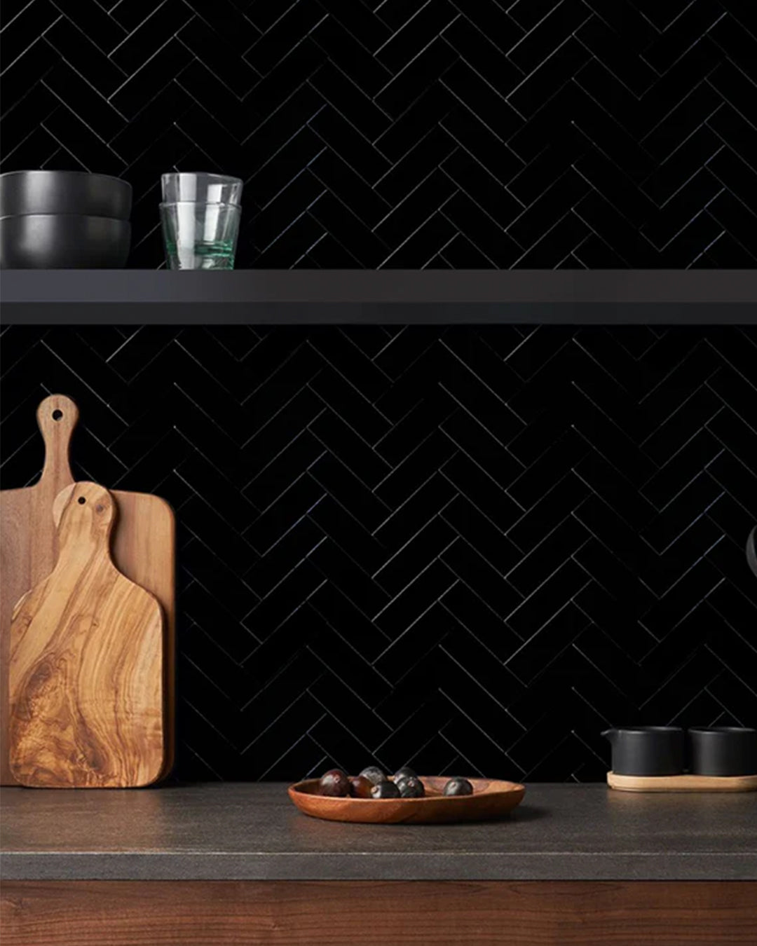 Mosaik-Wandfliesen, selbstklebende Wandfliesen | Black Mosaics  WJ-141