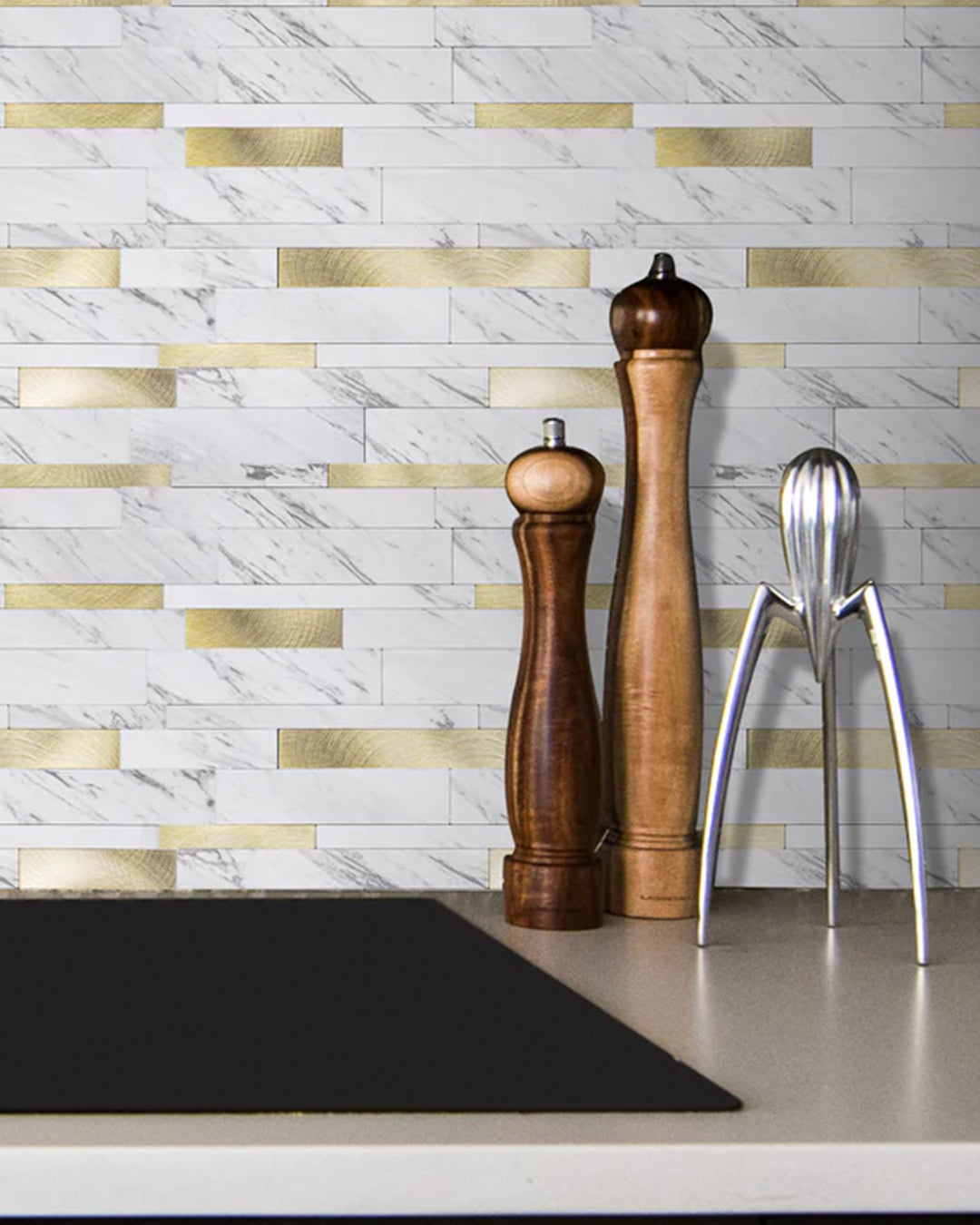 Mozaïek wandtegels, zelfklevende wandtegels | Goud en Wit Mozaïek WJS-3144