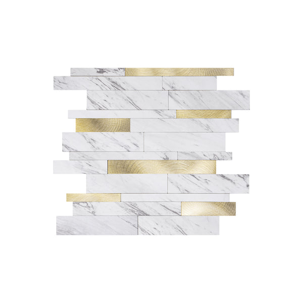 Mosaik-Wandfliesen, selbstklebende Wandfliesen | Gold And White Mosaics WJS-3144