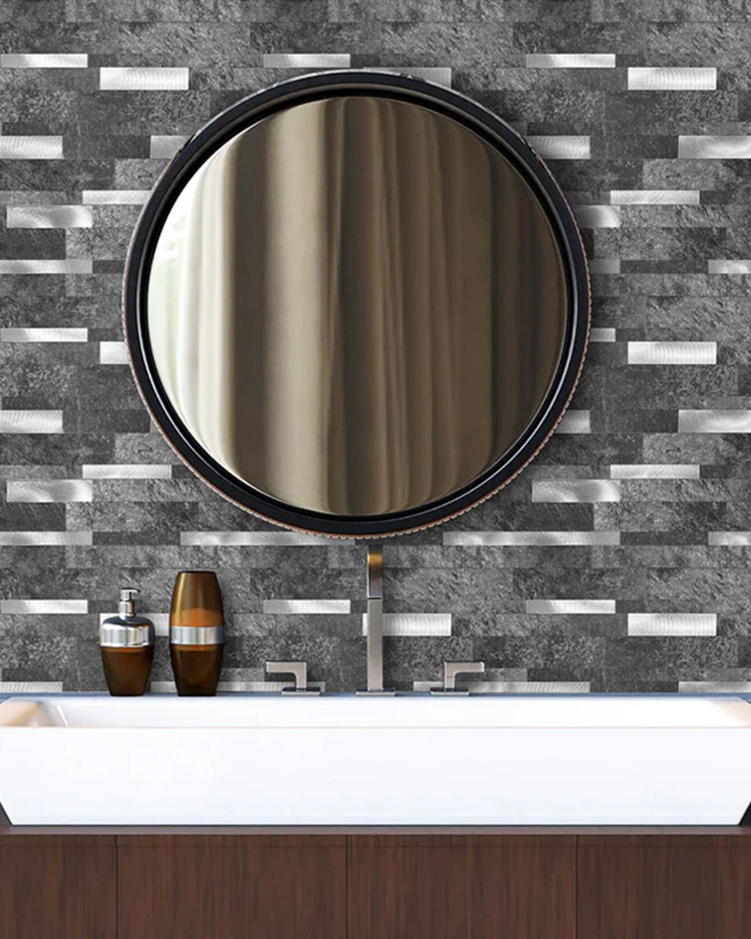 Mosaik-Wandfliesen, selbstklebende Wandfliesen | Modern Grey-White Mosaics WJS-3166