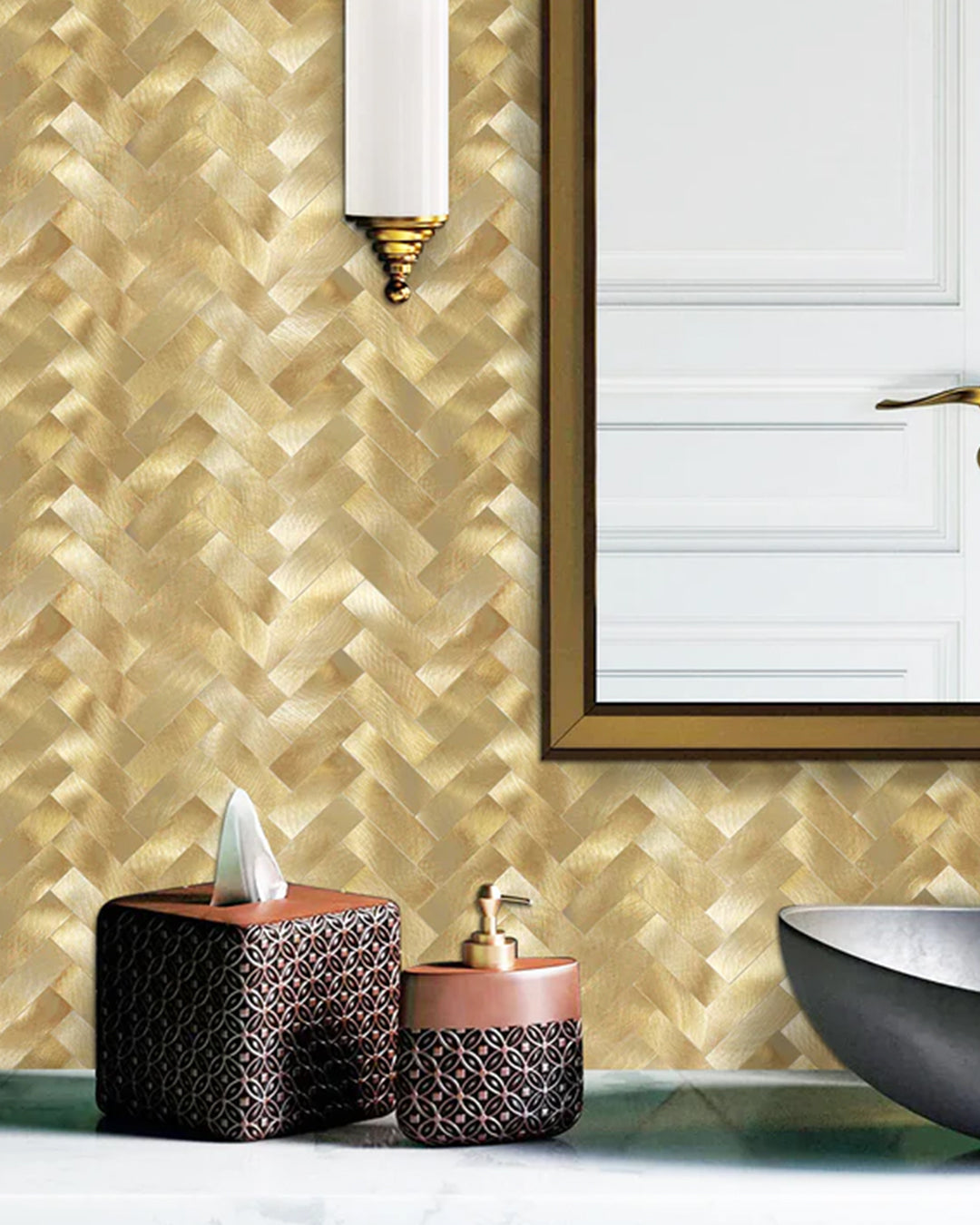 Mosaik-Wandfliesen, selbstklebende Wandfliesen | Golden Royal Mosaics WJS-476