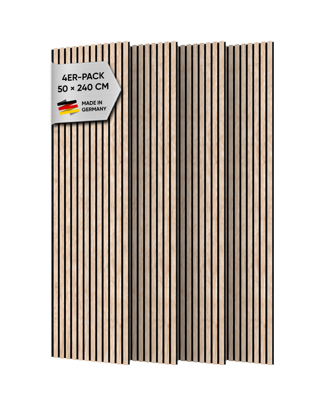 3D Akustik Panel Holz 50x240 cm 4er Set | White Oak