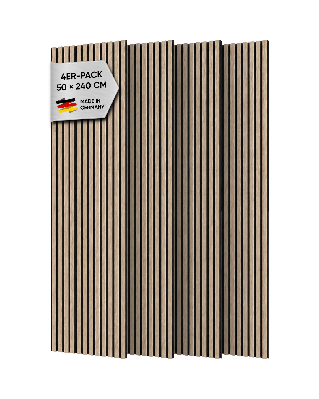 3D Akustikpaneele aus Holz 50x240 cm | 4er Set | Walnut