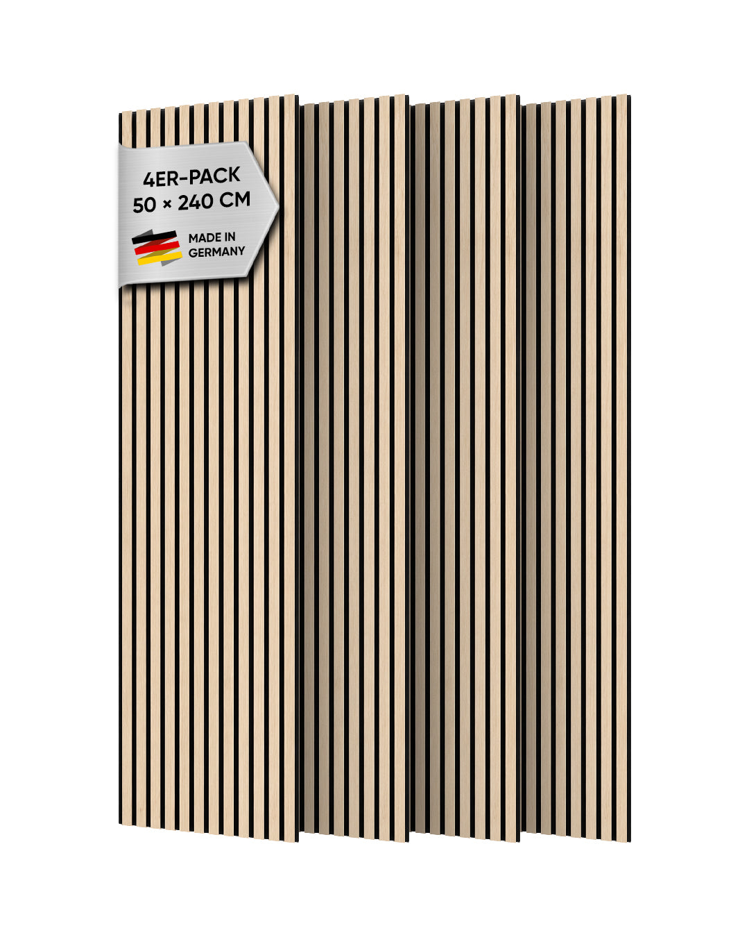 3D Akustikpaneele aus Holz 50x240 cm | 4er Set | White Oak