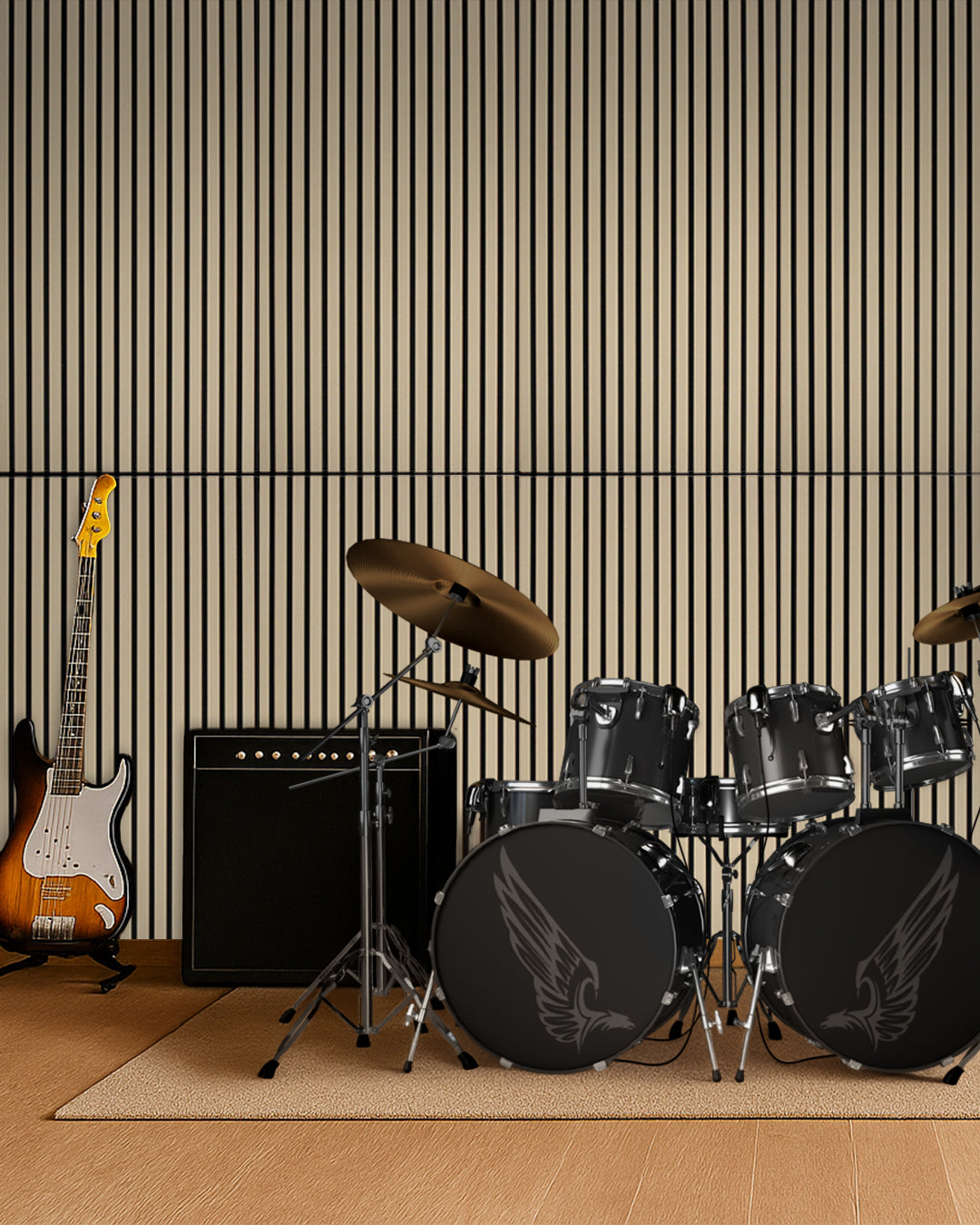 3D Akustik Wandpaneel Holz 4er Set – 120×60×2,1 cm – White Oak